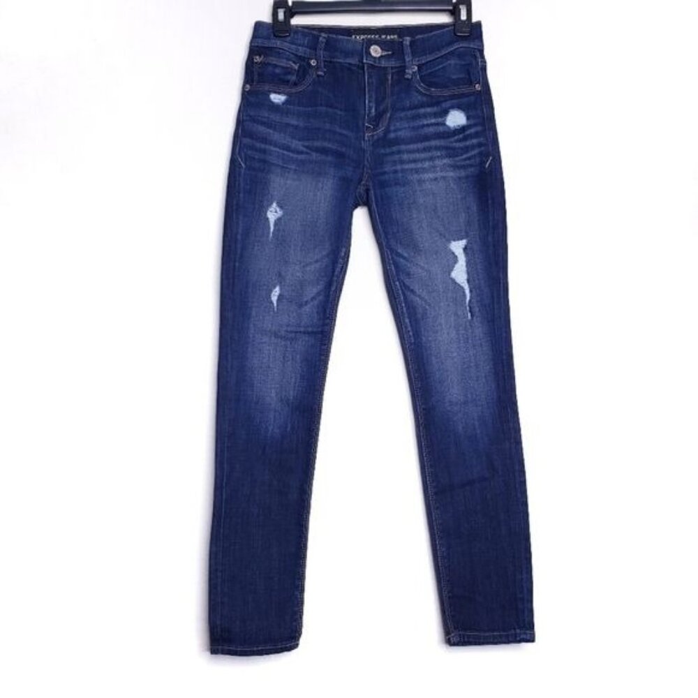 Express Mid Rise Legging Distressed Skinny Jeans Women's Size 0 Short Petite